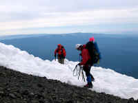 Mazamas coming up to the False Summit from the Mazama Glacer Route