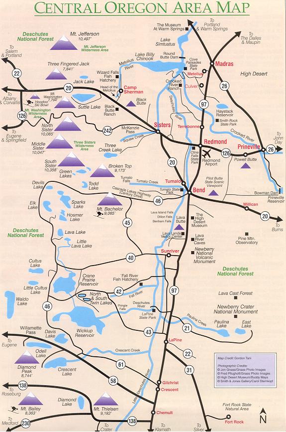 Map of the Oregon Cascades and Central Oregon